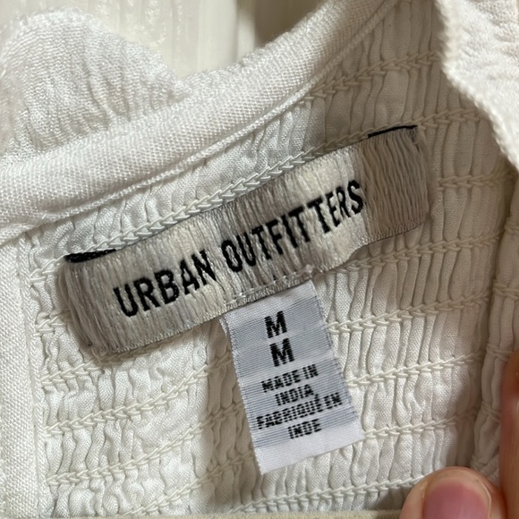 Urban Outfitters UO Sandra Ruffle Midi Maxi Dress Smocked Tiered Gauzy White M - Picture 11 of 14